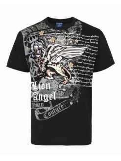 Lion Angel Crystal Embellished Graphic T-Shirt