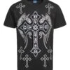 Men's Cross Velvet Patch Rhinestone Graphic T-Shirt 1 Men's Cross Velvet Patch Rhinestone Graphic T-Shirt -Victorious TS7488 BLK 1