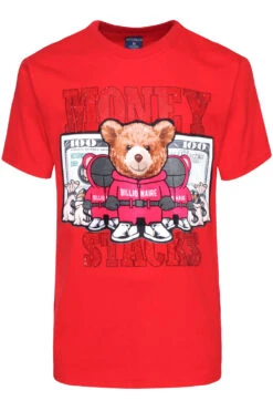 Money Stacks Crystal Embellished Bear T-Shirts -Victorious TS7492 RED 1