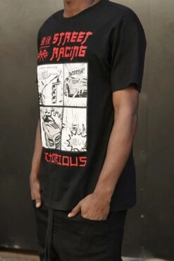 Men's Rubber Print Street Racing Graphic T-Shirt 21 Men's Rubber Print Street Racing Graphic T-Shirt -Victorious TS7517 BLK 3