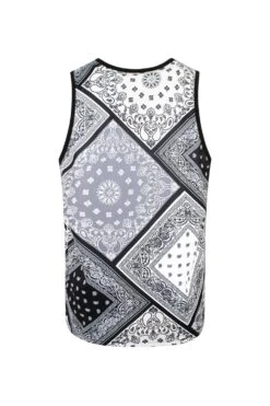 Men's Diagonal Bandana Mix Tank Top -Victorious TT102 BLK 2