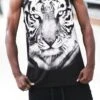 Men's Tiger Graphic Tank Top -Victorious TT105 BLK 1