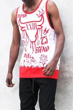 Men's Legend Graffiti Graphic Tank Top -Victorious TT107 RED 2