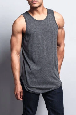 Basic Long Length Curved Hem Tank Top -Victorious TT47 6