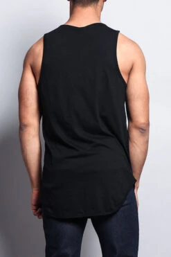 Basic Long Length Curved Hem Tank Top -Victorious TT47 BLK 3