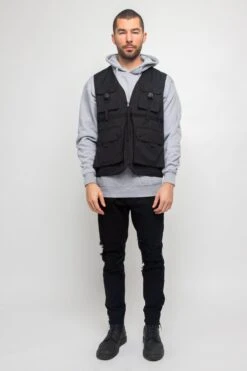 Utility Buckled Pocket Vest -Victorious VT002 BLK 5